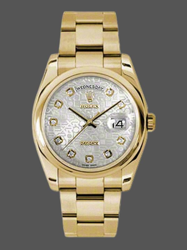 Rolex Day-Date 118208 Silver Diamond Jubilee Dial 36mm Unisex Replica Watch - Image 1