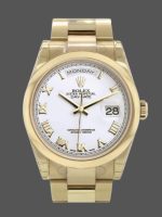 Rolex Day-Date 118208 White Roman Dial Roman Numerals 36mm Unisex Replica Watch