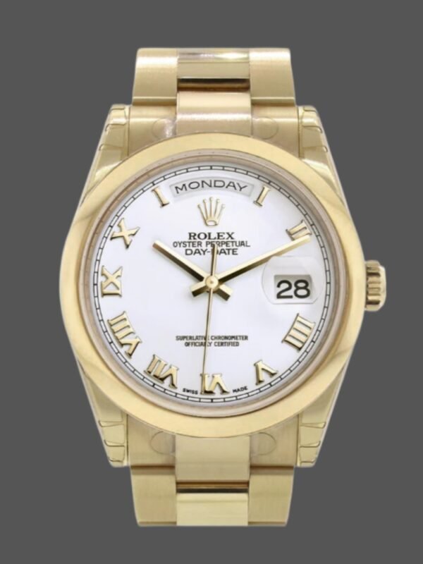 Rolex Day-Date 118208 White Roman Dial Roman Numerals 36mm Unisex Replica Watch - Image 1