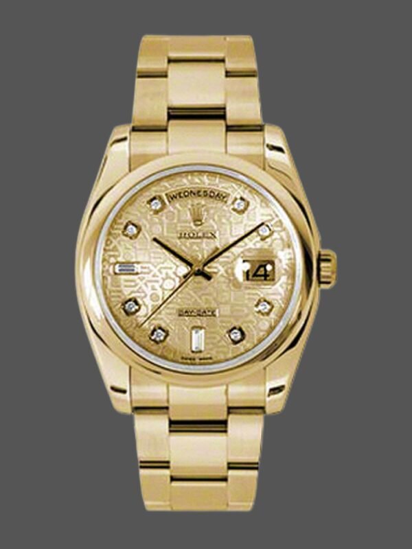 Rolex Day-Date 118208 Yellow Gold Champagne Jubilee Dial 36mm Unisex Replica Watch - Image 1