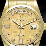 Rolex Day-Date 118208 Yellow Gold Champagne Jubilee Dial 36mm Unisex Replica Watch - Image 3