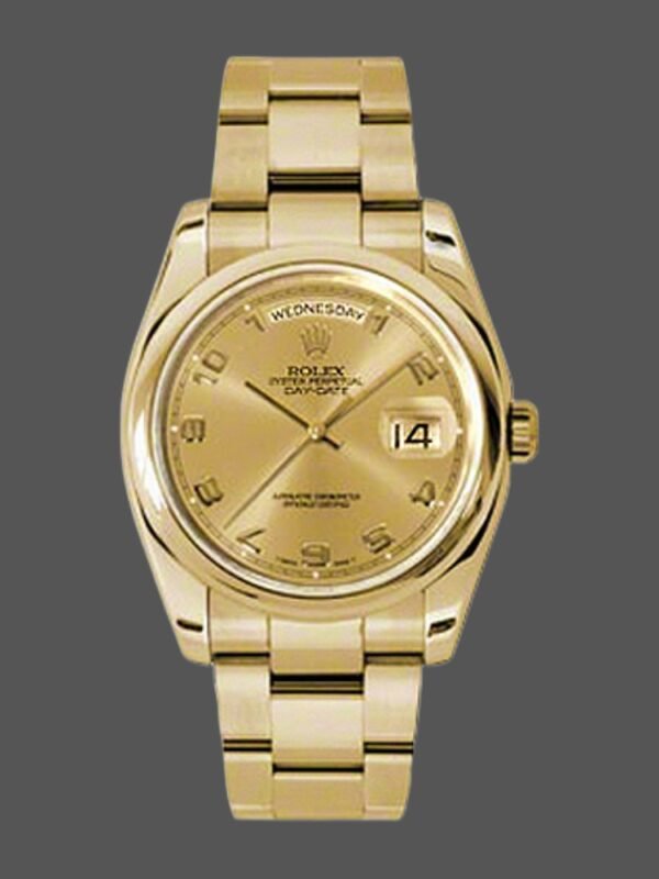 Rolex Day-Date 118208 champagne dial Arabic Numeral Hour Markers 36mm Unisex Replica Watch - Image 1
