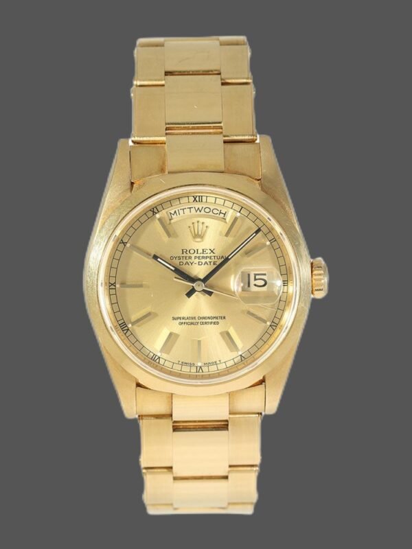 Rolex Day-Date 118208 champagne dial with gold indexes 36mm Unisex Replica Watch - Image 1
