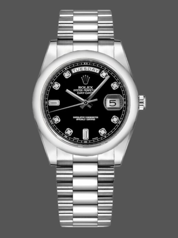 Rolex Day-Date 118209 Black dial white gold 36mm Unisex Replica Watch - Image 1
