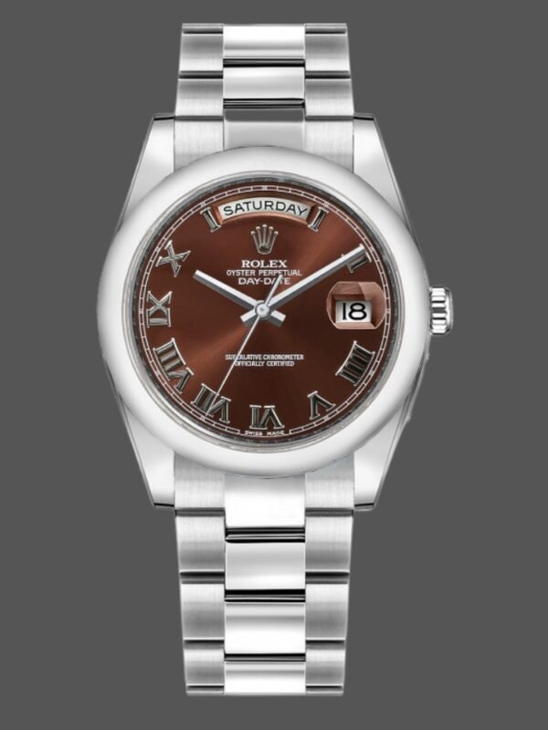 Rolex Day-Date 118209 Chocolate Brown Diamonds Dial 36mm Unisex Replica Watch - Image 1