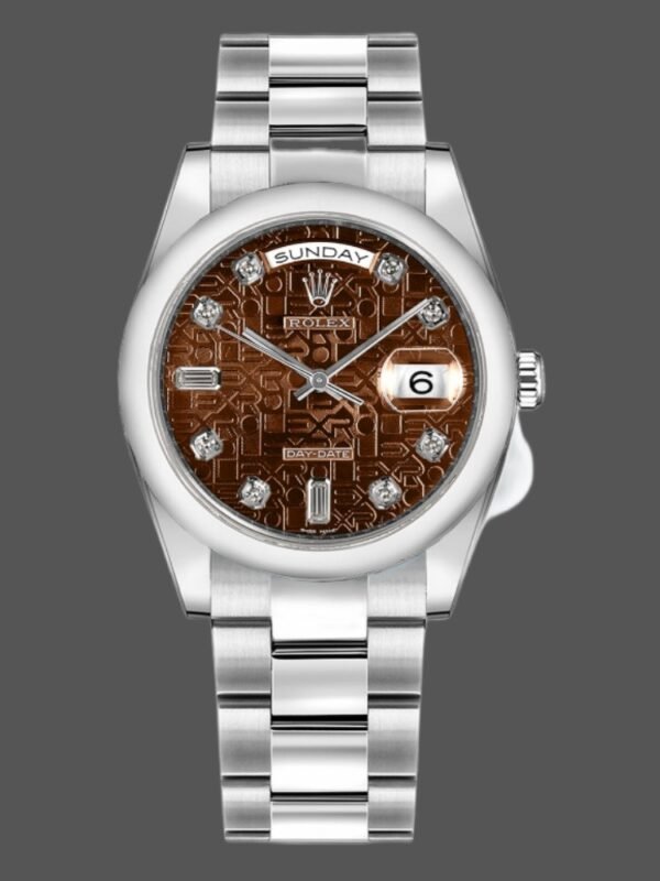 Rolex Day-Date 118209 Jubilee Chocolate Brown Diamonds Dial 36mm Unisex Replica Watch - Image 1