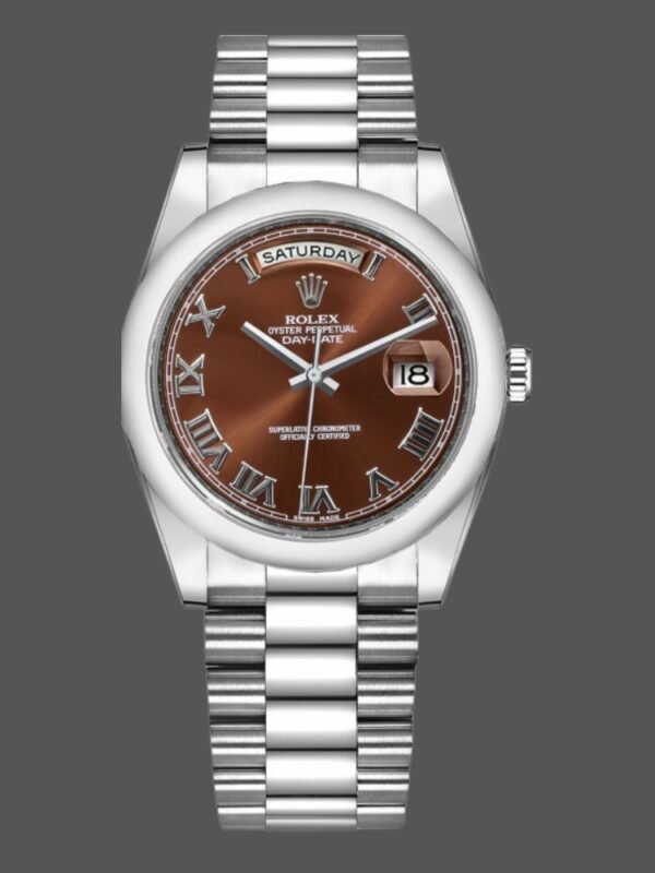 Rolex Day-Date 118209 White Gold Chocolate Brown Dial 36mm Unisex Replica Watch - Image 1