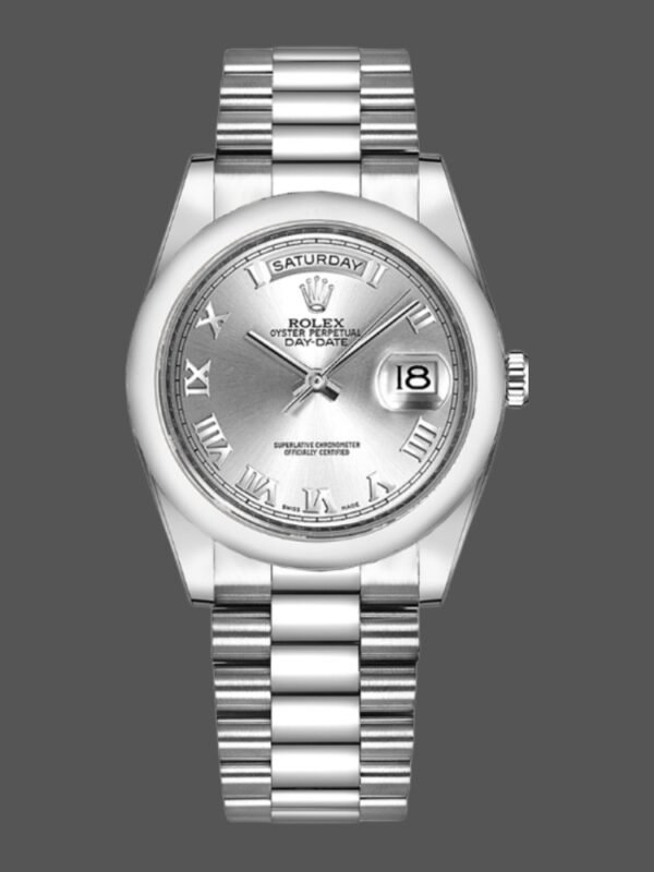 Rolex Day-Date 118209 White Gold Silver Dial Automatic 36mm Unisex Replica Watch - Image 1