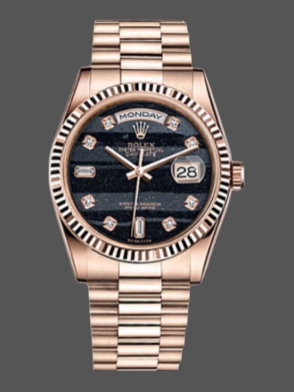 Rolex Day-Date 118235 Everose Gold Diamond Ferrite Dial 36mm Unisex Replica Watch - Image 1