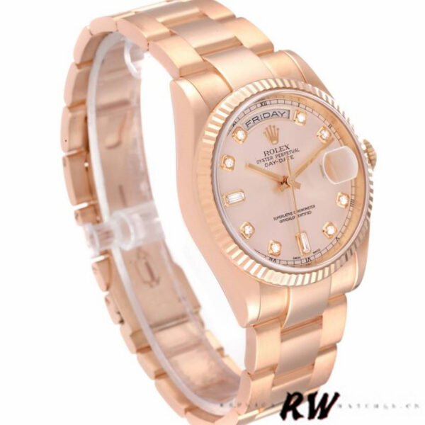 Rolex Day-Date 118235 Everose Gold Pink Diamond Dial 36mm Lady Replica Watch - Image 2
