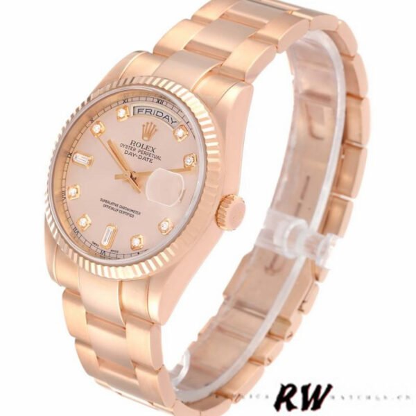 Rolex Day-Date 118235 Everose Gold Pink Diamond Dial 36mm Lady Replica Watch - Image 3