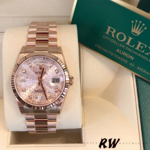 Rolex Day-Date 118235 Everose Gold Pink Jubilee dial 36mm Lady Replica Watch - Image 2