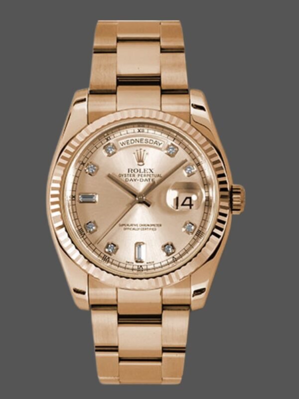 Rolex Day-Date 118235 Rose Gold Champagne Diamond Dial 36mm Unisex Replica Watch - Image 1
