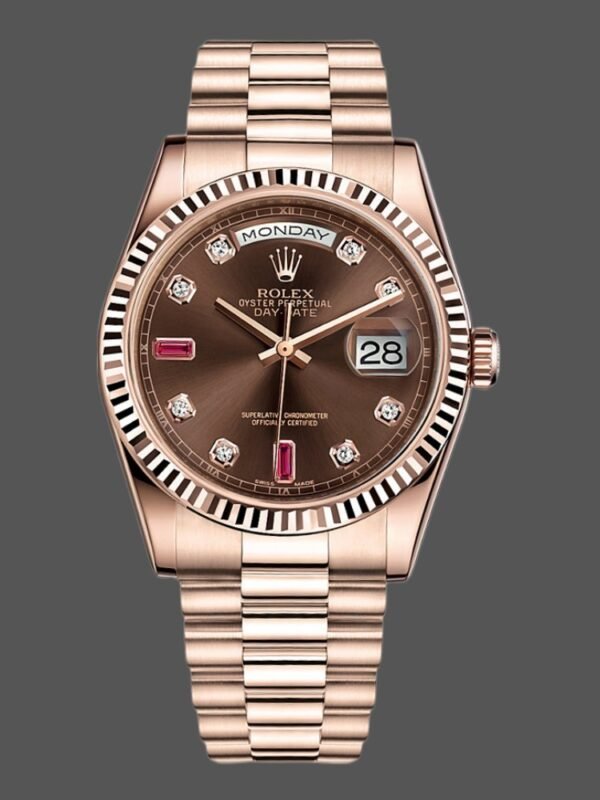 Rolex Day-Date 118235 Rose Gold Chocolate Brown Dial 36mm Unisex Replica Watch - Image 1