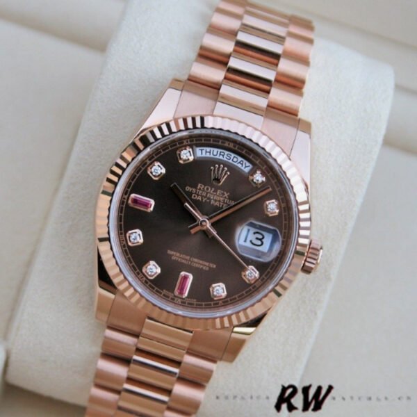 Rolex Day-Date 118235 Rose Gold Chocolate Brown Dial 36mm Unisex Replica Watch - Image 2