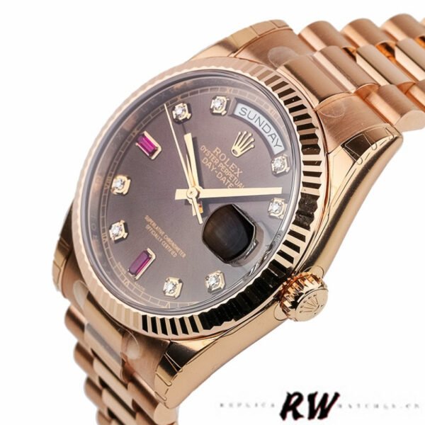 Rolex Day-Date 118235 Rose Gold Chocolate Brown Dial 36mm Unisex Replica Watch - Image 4
