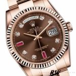 Rolex Day-Date 118235 Rose Gold Chocolate Diamond Dial 36mm Unisex Replica Watch - Image 2