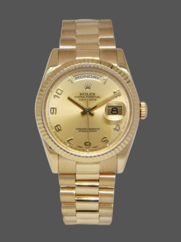 Rolex Day-Date 118238 Champagne Dial Arabic Numeral 36mm Unisex Replica Watch - Image 1