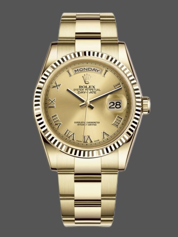 Rolex Day-Date 118238 Champagne Dial Yellow gold 36mm Unisex Replica Watch - Image 1