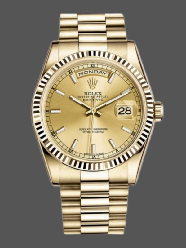 Rolex Day-Date 118238 Fluted Bezel Champagne Dial 36mm Unisex Replica Watch - Image 1