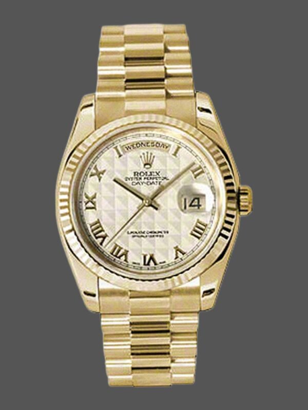 Rolex Day-Date 118238 Ivory Dial Fluted Bezel 36mm Unisex Replica Watch - Image 1