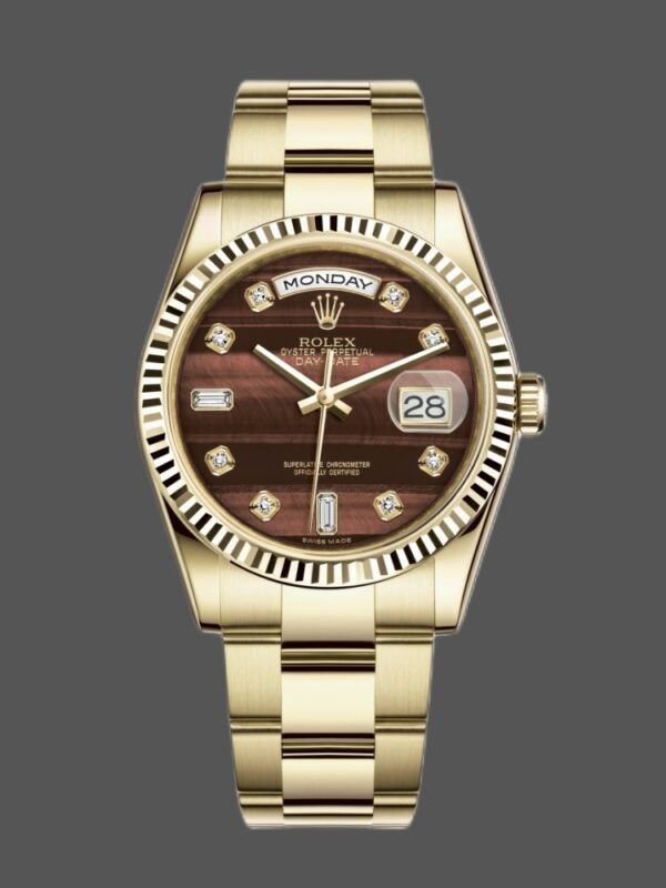 Rolex Day-Date 118238 Oyster Bracelet Diamond Bulls Eye Dial 36mm Unisex Replica Watch - Image 1
