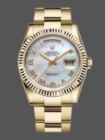 Rolex Day-Date 118238 White MOP Roman Dial 36mm Unisex Replica Watch