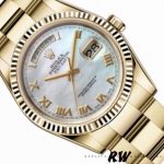 Rolex Day-Date 118238 White MOP Roman Dial 36mm Unisex Replica Watch - Image 3