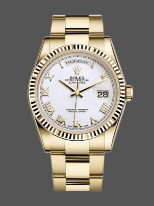 Rolex Day-Date 118238 White Roman numeral dial 36mm Unisex Replica Watch - Image 1