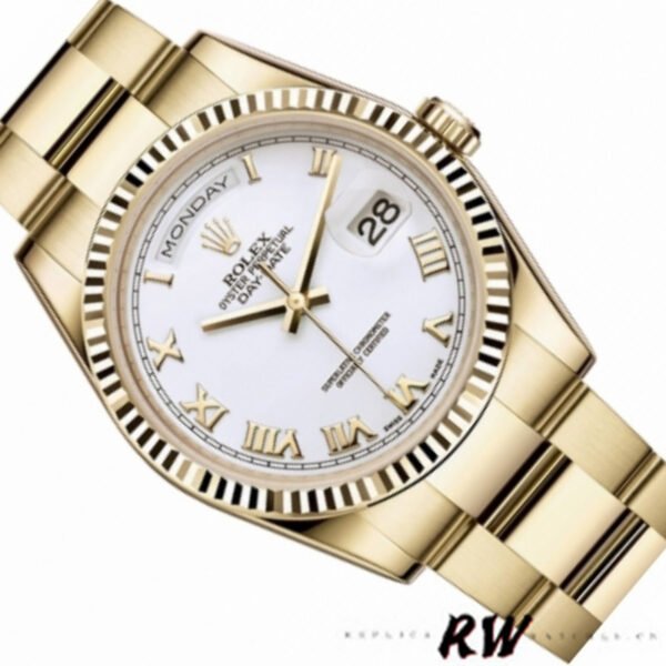 Rolex Day-Date 118238 White Roman numeral dial 36mm Unisex Replica Watch - Image 3
