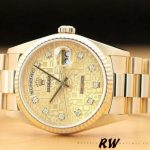 Rolex Day-Date 118238 Yellow Gold Champagne Jubilee Diamond Dial 36mm Unisex Replica Watch - Image 3