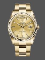 Rolex Day-Date 118238 Yellow Gold Fluted Bezel Champagne Dial 36mm Unisex Replica Watch