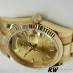 Rolex Day-Date 118238 Yellow Gold Fluted Bezel Champagne Dial 36mm Unisex Replica Watch - Image 4