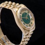 Rolex Day-Date 118238 Yellow Gold Green Diamond Pave Dial 36mm Unisex Replica Watch - Image 2