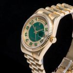 Rolex Day-Date 118238 Yellow Gold Green Diamond Pave Dial 36mm Unisex Replica Watch - Image 3