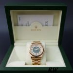 Rolex Day-Date 118238 Yellow Gold Green Diamond Pave Dial 36mm Unisex Replica Watch - Image 4