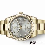 Rolex Day-Date 118238 Yellow Gold Silver Diamond Dial 36mm Unisex Replica Watch - Image 3