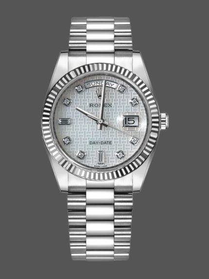 Rolex Day-Date 118239 Mother of Pearl White Dial Fluted Bezel 36mm Unisex Replica Watch