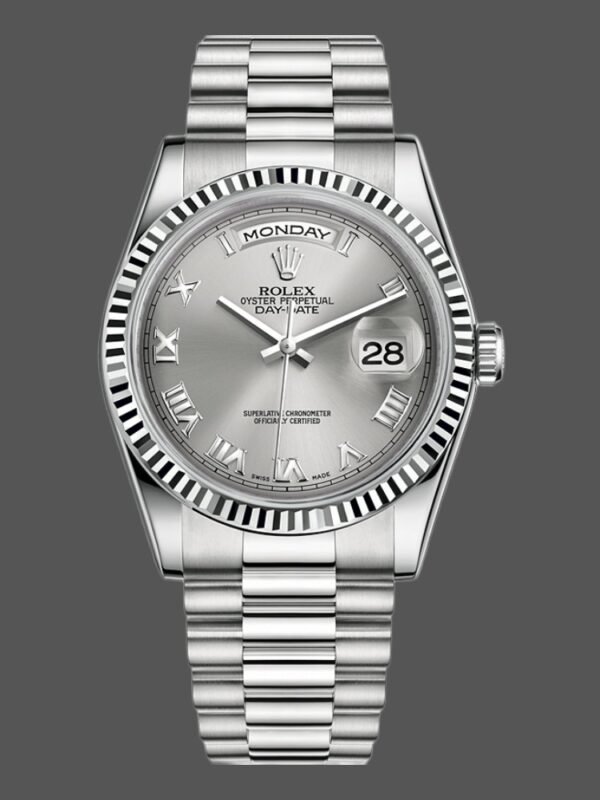 Rolex Day-Date 118239 Rhodium Roman Dial white gold 36mm Unisex Replica Watch - Image 1
