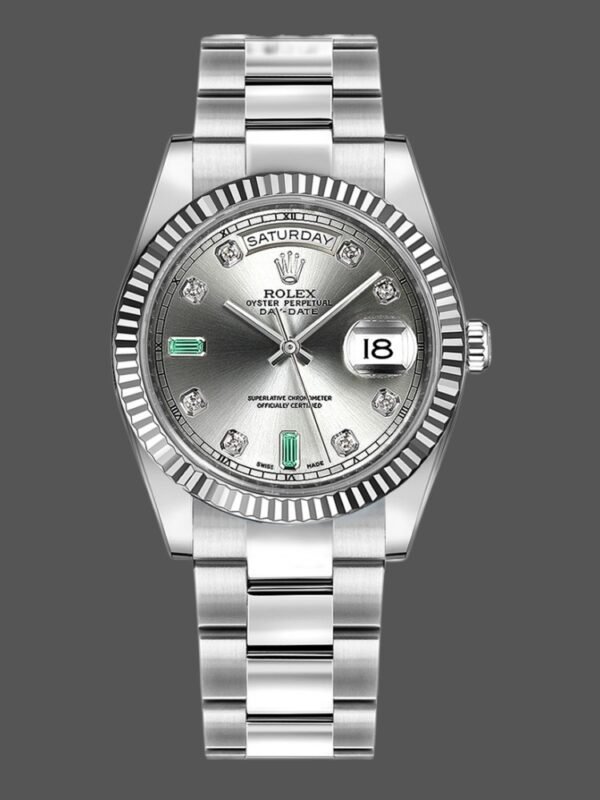 Rolex Day-Date 118239 Rhodium grey Dial white gold 36mm Unisex Replica Watch - Image 1