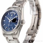 Rolex Day-Date 118239 White Gold Blue Dial Fluted Bezel 36mm Unisex Replica Watch - Image 4