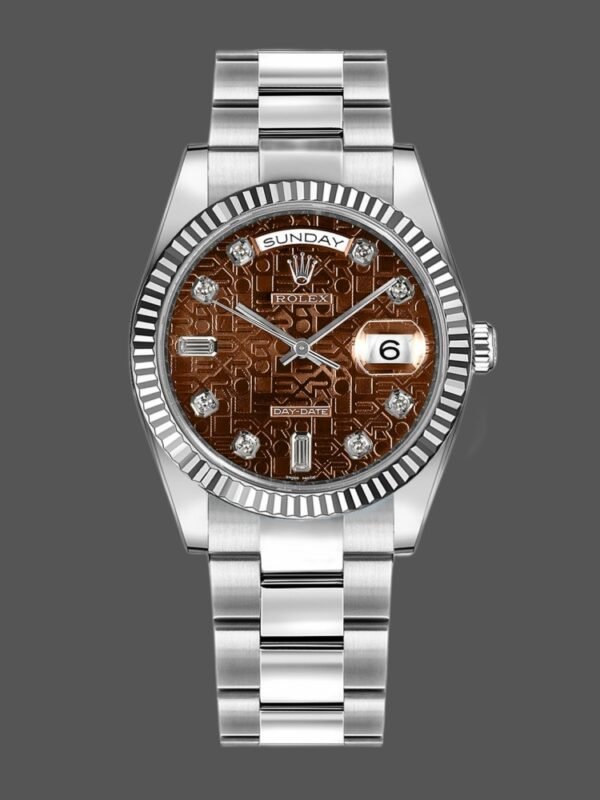 Rolex Day-Date 118239 White Gold Jubilee Chocolate Brown Dial 36mm Unisex Replica Watch - Image 1