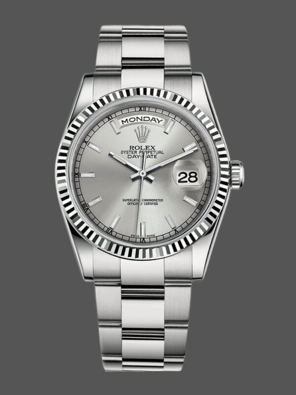 Rolex Day-Date 118239 White Gold Silver dial 36mm Unisex Replica Watch - Image 1