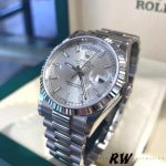 Rolex Day-Date 118239 White Gold Silver dial Fluted Bezel 36mm Unisex Replica Watch - Image 4