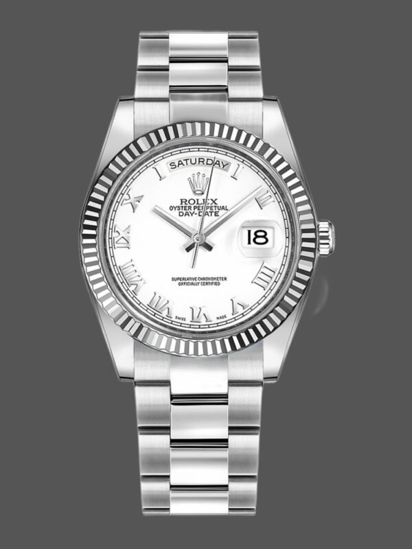 Rolex Day-Date 118239 White Gold White Roman Numeral Dial 36mm Unisex Replica Watch - Image 1