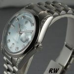 Rolex Day-Date 118296 Platinum Ice Blue Dial Diamond 36mm Unisex Replica Watch - Image 3