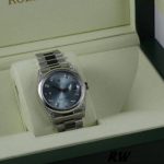 Rolex Day-Date 118296 Platinum Ice Blue Dial Diamond 36mm Unisex Replica Watch - Image 4