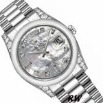Rolex Day-Date 118296 Platinum MOP White Dial Diamond 36mm Unisex Replica Watch - Image 3
