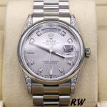 Rolex Day-Date 118296 Platinum Silver Dial Diamond 36mm Unisex Replica Watch - Image 2
