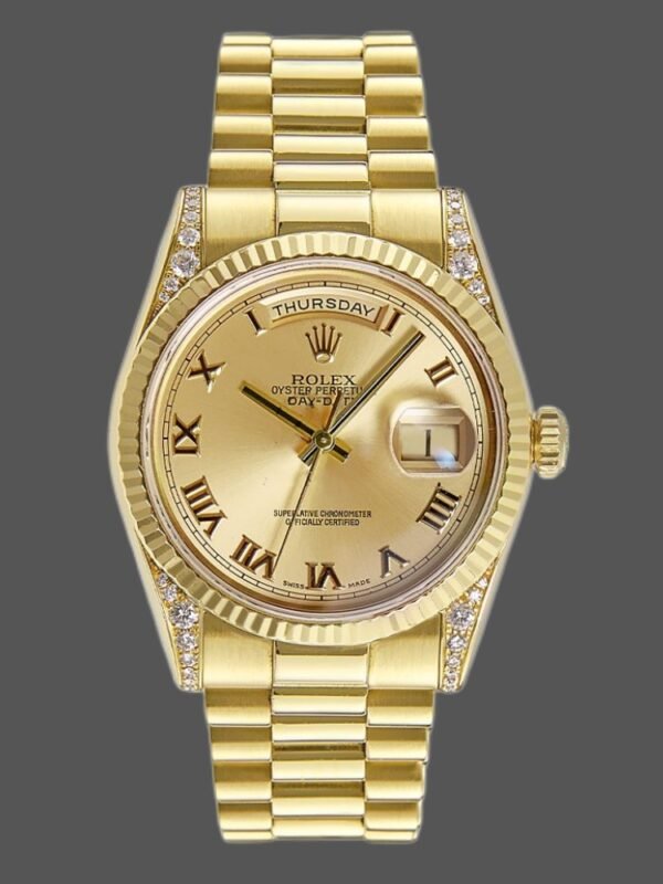 Rolex Day-Date 118338 Champagne Dial Roman Numerals 36mm Unisex Replica Watch - Image 1